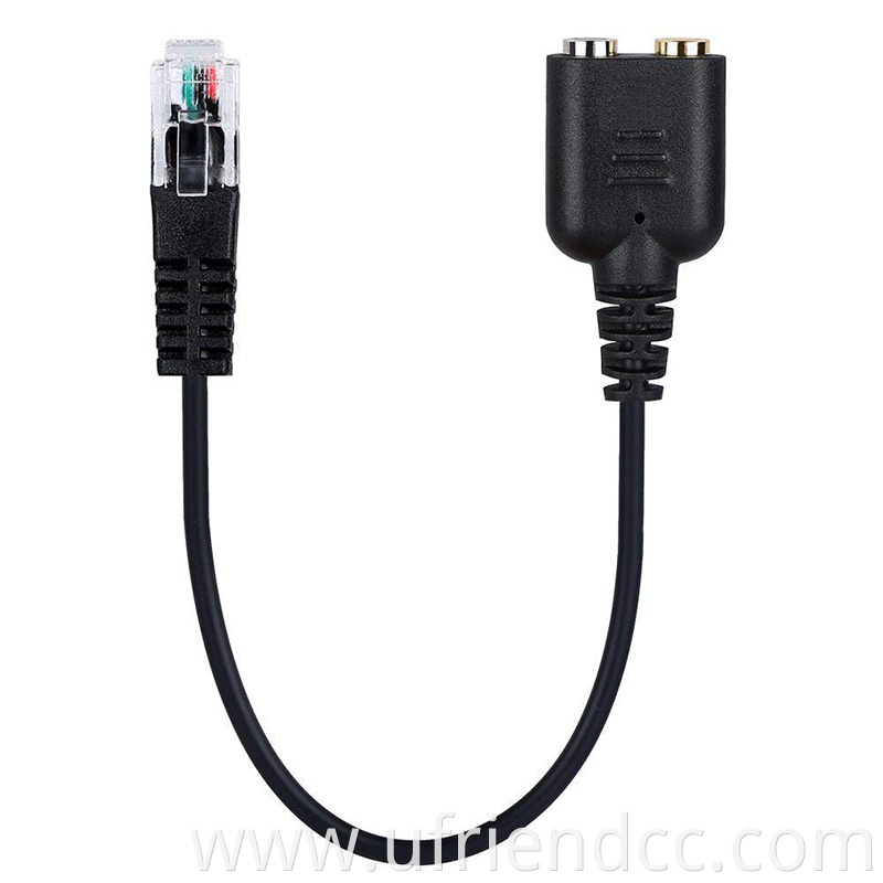 RJ9/RJ11 To 2 Port 3.5mm Female headset Adapter Cable for Telephone
